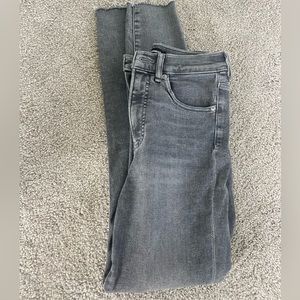 Express light grey super high rise skinny jeans